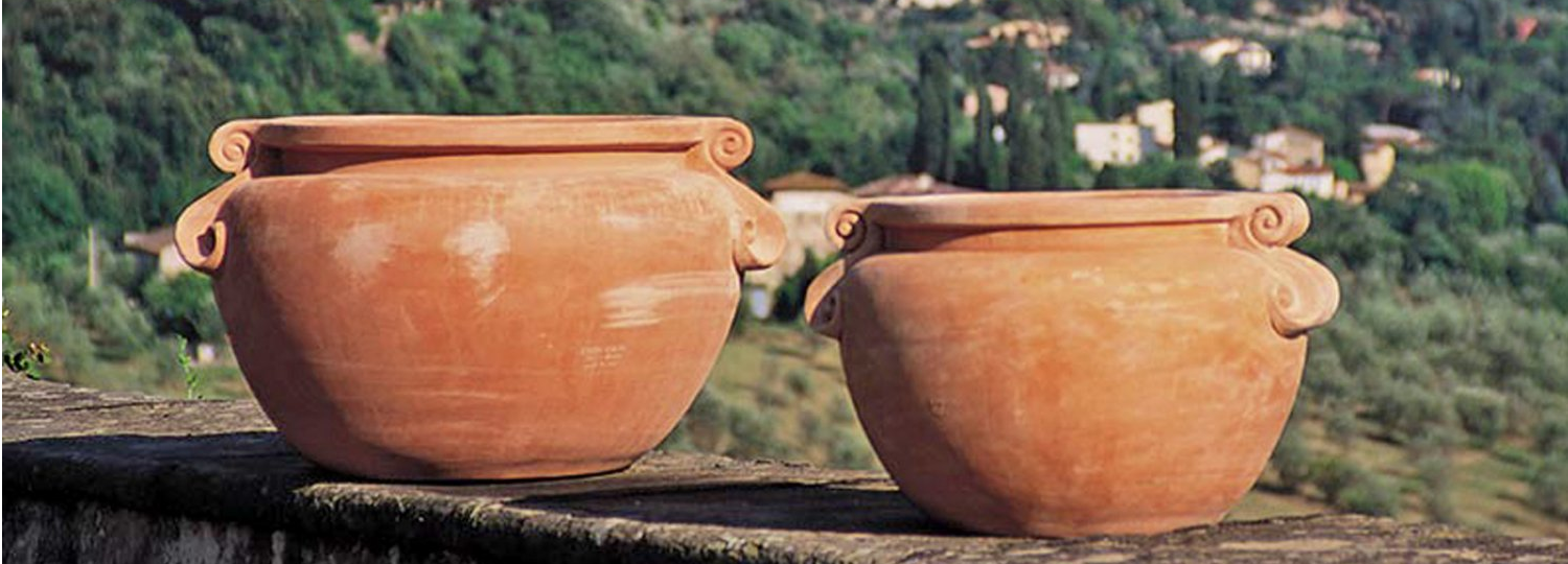 Frostfeste Blumenkbel aus Terracotta | Impruneta Handarbeit