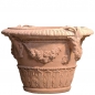 Preview: Blumentopf Terracotta mit Widderkopf - Vaso Con Stemma E Carpe