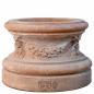 Preview: Basis aus Impruneta Terracotta mit Ranken und Masken – handgearbeitet und frostsicher