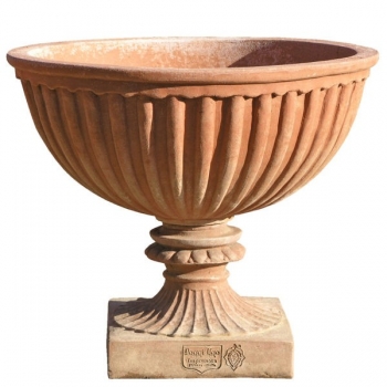 Impruneta Terracotta Pokal mit Rillen - Alzata a coppa baccellata