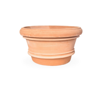 Flache Terracotta Vase im Medici-Stil aus Impruneta