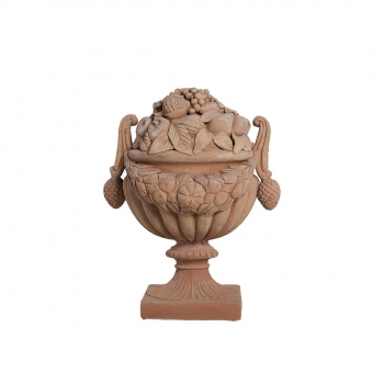 Reich verzierter Terracotta Pokal mit Obst - Coppa Con Frutta