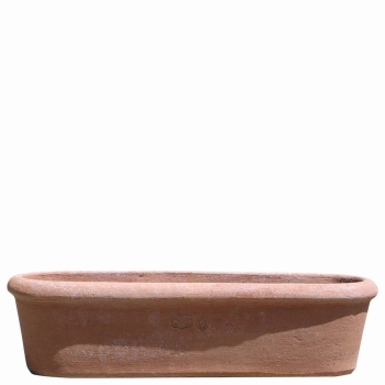 Schmaler Terracotta Blumenkasten aus Impruneta für Balkon und Fensterbank