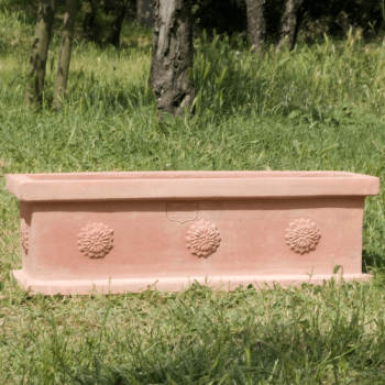 Pflanzkasten Terracotta mit Rosette - Cassetta Borchie