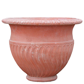 Vaso a Tortiglione Liscio – großer, verzierter Terracottatopf aus Impruneta, handgefertigt, frostfest bis -30°C