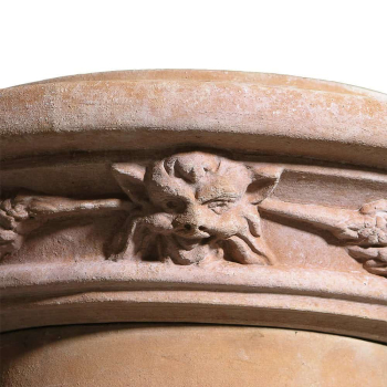 Preview: Runde Impruneta Terracottasäule mit verziertem Kapitell – frostsicher und handgefertigt