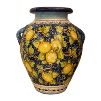 Grosse toskanische Vase mit Zitronen