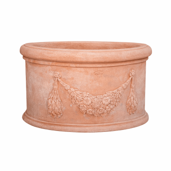 Klassischer, verzierter Wandtopf aus Impruneta-Terracotta