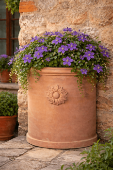 Preview: Schlichter Wandtopf aus Impruneta-Terracotta – zeitlose Eleganz für Garten und Terrasse