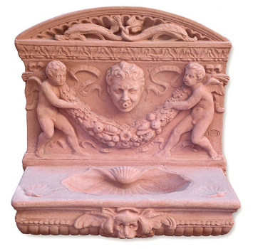 Aquasantiera Grande – Ornamentiertes Weihwasserbecken aus Impruneta Terracotta