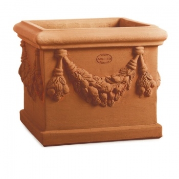 Quadratischer Terracotta Topf - Cubo Festonato