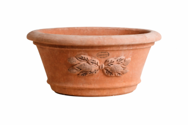 Edel dekorierter, ovaler Terracottatopf aus Impruneta- Tinozza Fiocco Agrumi