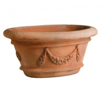 Ovaler Terracotta Pflanzkübel - Tinozza Ovale Festonata