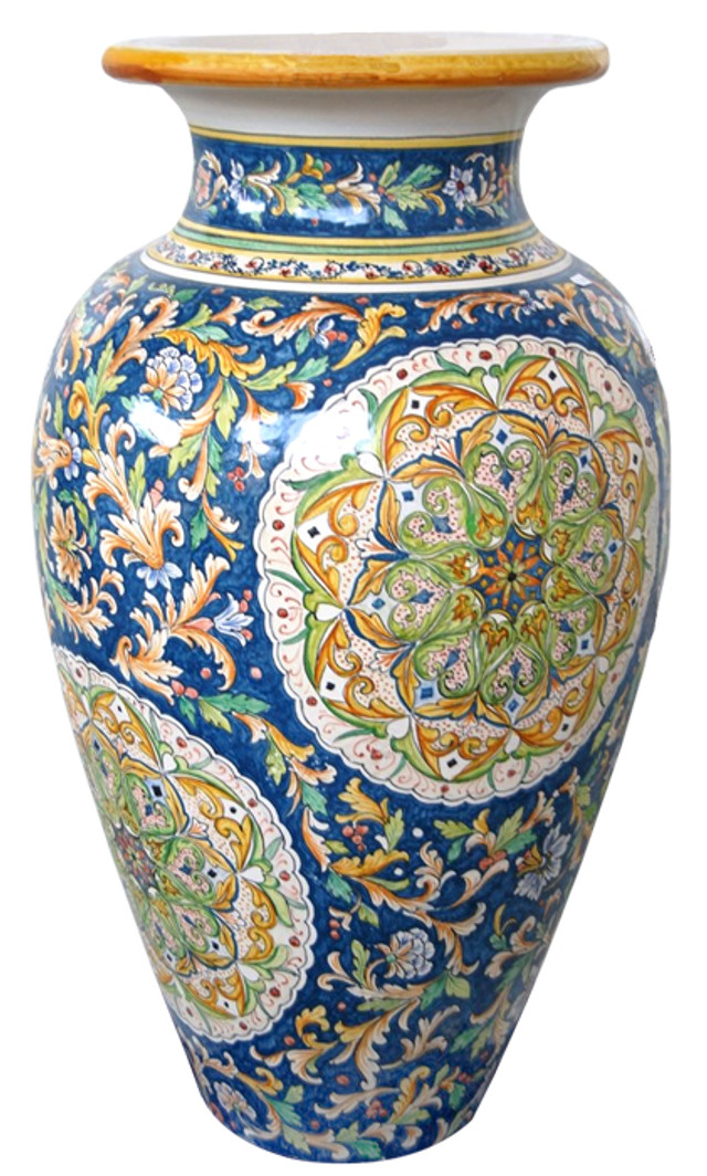 Riesige Bodenvase aus Deruta – Italienische Majolika in Blau, 90 cm