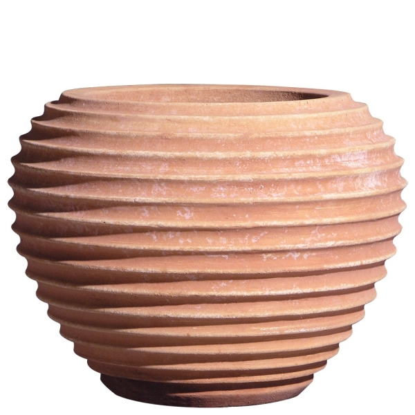 Großer Terracotta Pflanztopf mit Rillen - Palla Rigata