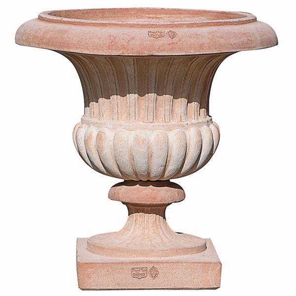 Impruneta Terracotta Pokal mit Rillen - Alzata A Mughetto Scanalata