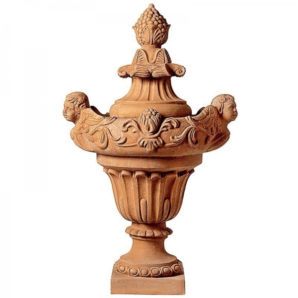 Reich verzierter Terracotta Pokal mit Engeln - Trionfo con angeli