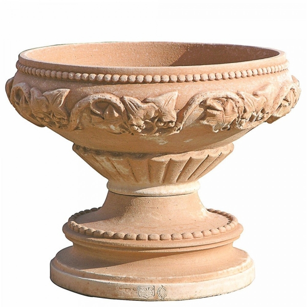 Terracotta Impruneta Pokal mit Efeu verziert - Alzata decorata con edera