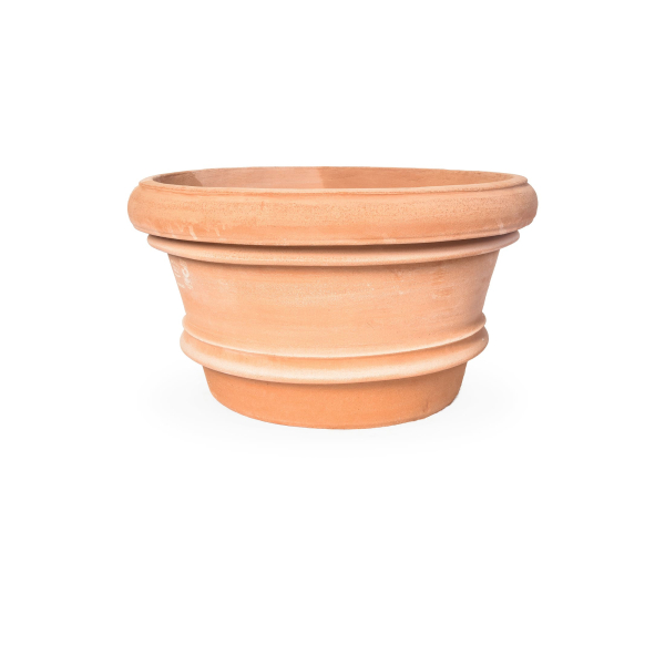 Flache Terracotta Vase im Medici-Stil aus Impruneta