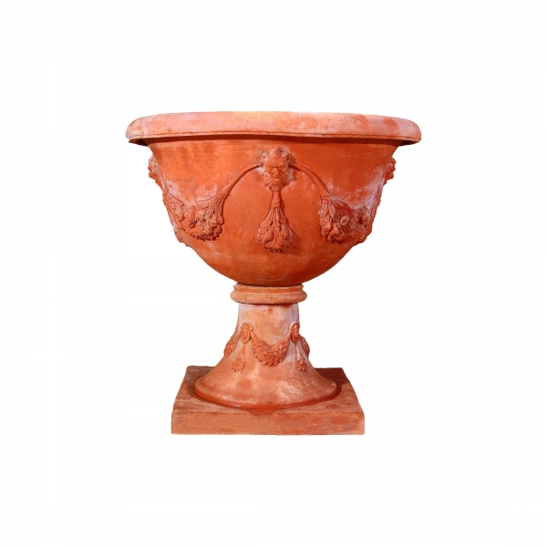 Großer, dekorierter Impruneta Terracotta Pokal – handgefertigt und frostfest