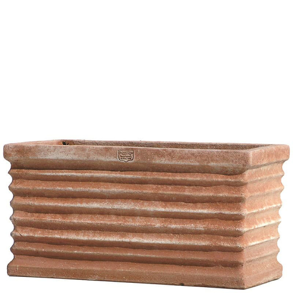Blumenkasten aus Terrakotta mit Kanneluren