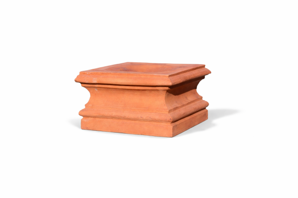 Schlichte quadratische Terracotta Basis aus Impruneta – Klassischer Sockel, handgefertigt und frostfest