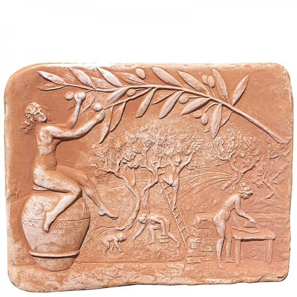 Terracotta Relief - Die Olivenlese