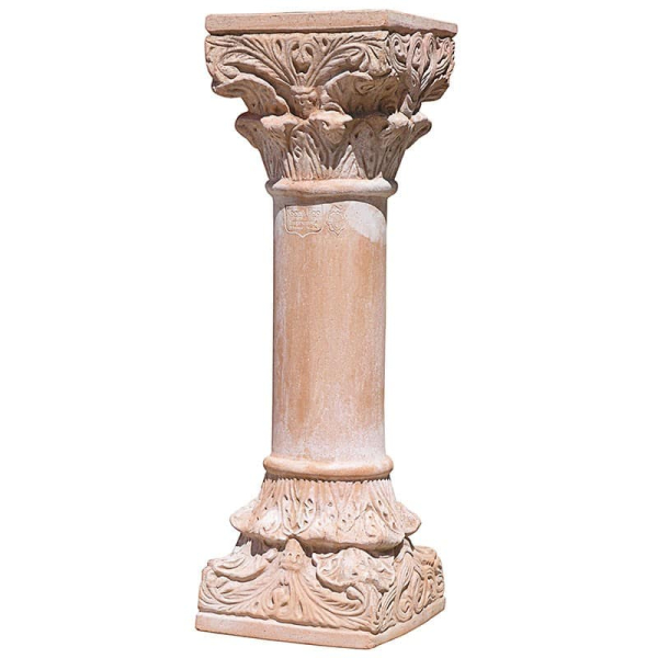 Korinthische Terracottasäule aus Impruneta – handgefertigt, frostsicher und klassisch elegant