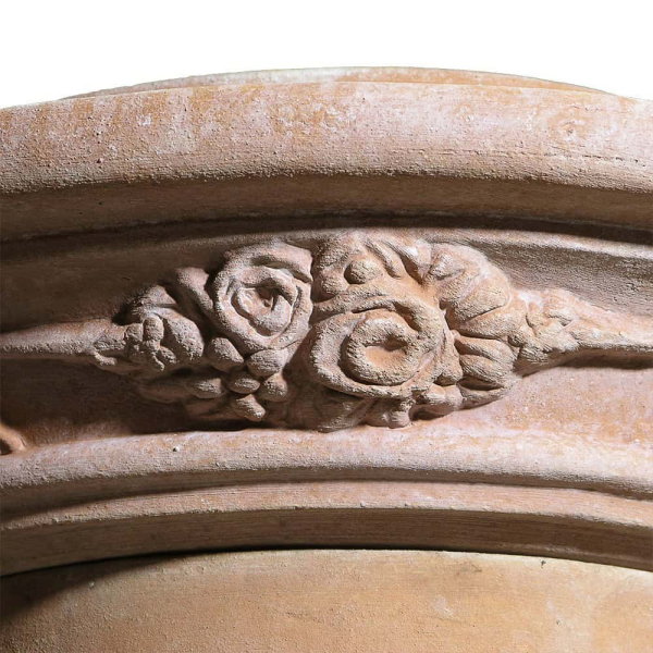 Runde Impruneta Terracottasäule mit verziertem Kapitell – frostsicher und handgefertigt