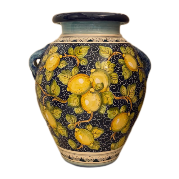 Grosse toskanische Vase mit Zitronen