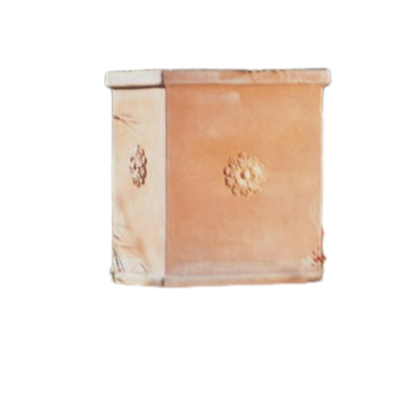 Hoher Terracotta Kasten mit Rosette