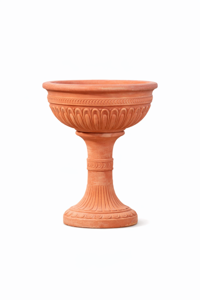 Ciotola Baccellata aus Impruneta – klassische Schale auf verzierter Säule