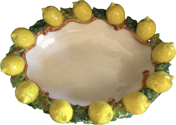 Ovaler Keramik Teller mit Zitronen