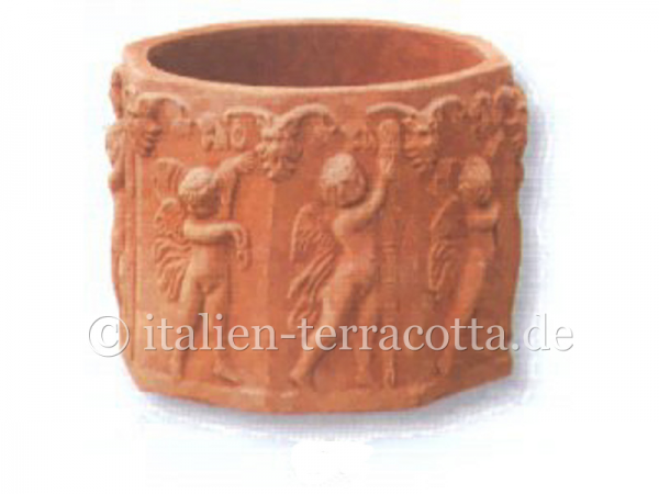 Achteckiger Terracotta Topf mit Engel- Ottagono Con Putti