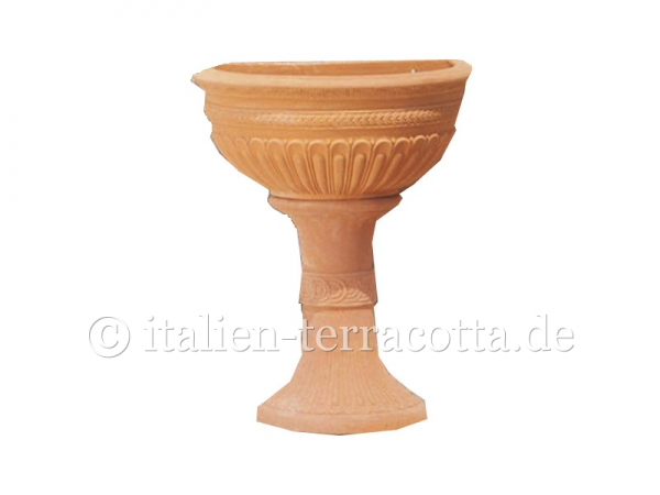 Impruneta Terracotta Pokal auf Säule - Ciotola Baccellata + Colonna Baccellata
