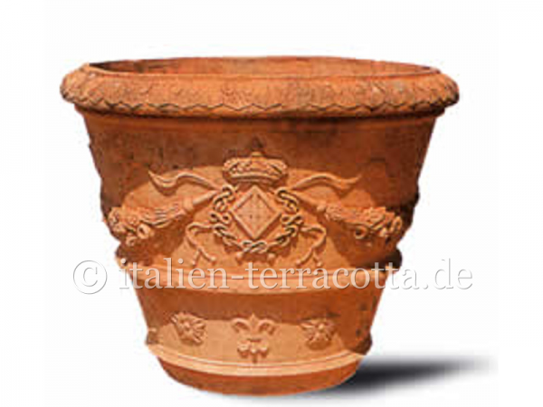 Verzierter Terracotta Topf mit Wappen - Vaso Con Stemma