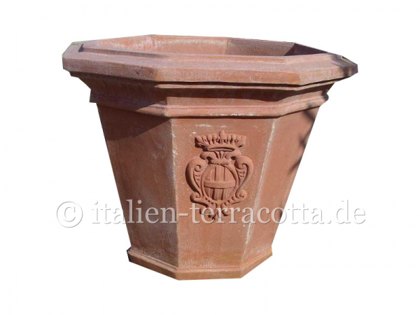 Achteckiges Pflanzgefäß mit Wappen Terracotta - Vaso Ottagonale Stemma