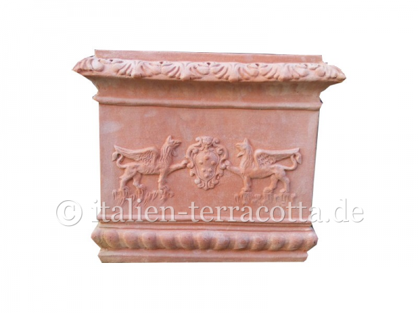 Terracotta Kasten mit Fabelwesen - Cassetta Grifoni