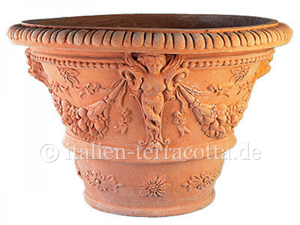 Reich verzierter Blumentopf Terracotta - Vaso Ornato Con Cariatide