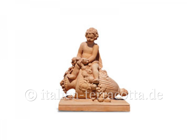 Terracotta Engel - Putto Su Anfora