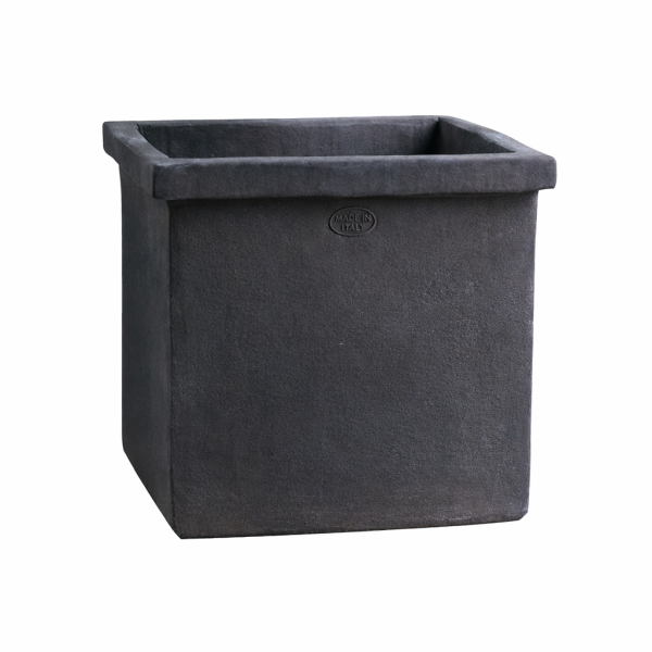 Schlichter und moderner grauer Terracottakasten aus Impruneta - Cubo con orlo - grau