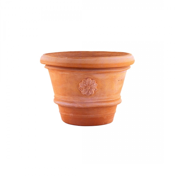 Terracotta Blumentopf mit Rosette - Vaso 3 Rose